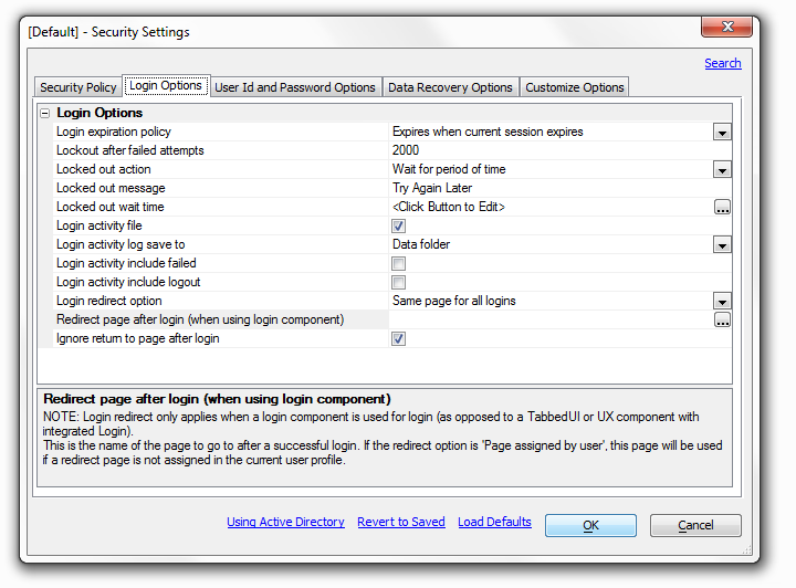 A Login Options Page